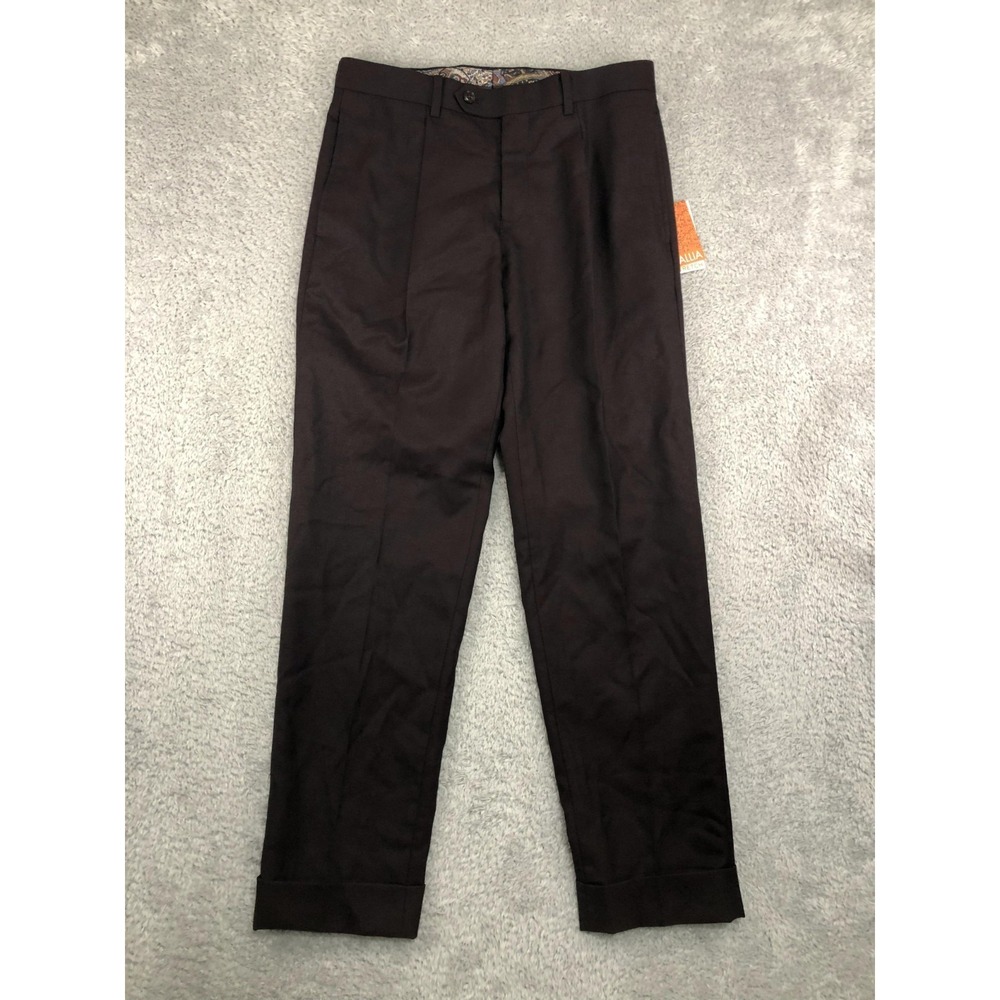Tallia Pants Mens 31x30 (Tag 30x30) Dark Red NWT Wool Blend Stretch Slim Trouser